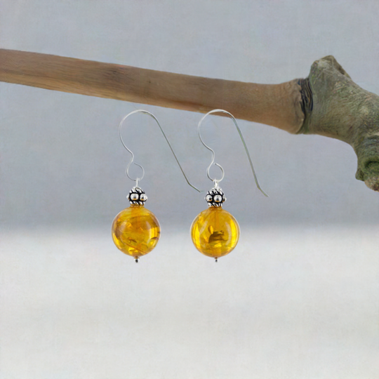 Amber Bead Dangle Earrings, Black Friday Deal