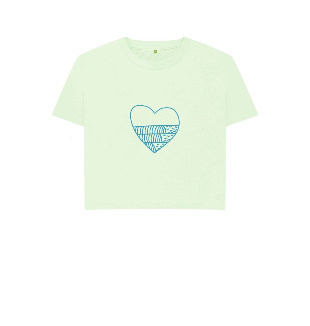 Pastel Green \\\"Keep the Seas Plastic Free\\\" Crop Top for Women & Girls | Organic Fairtrade Cotton
