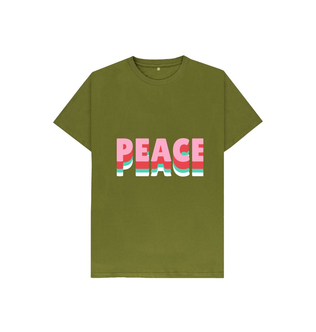 Moss Green Peace T-shirt for Girls | Pink T-shirts