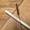 Closeup of Sarita bamboo straw and cleaner