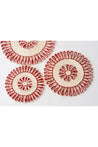 Handwoven Seagrass Placemat Trivet | Red