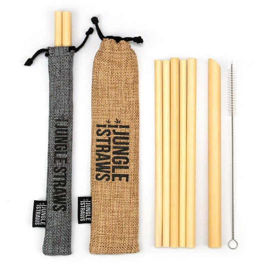 Jungle Culture - Bamboo Straws - Reusable Drinking Straw Set - Plastic-Free: Slate (Dark Grey)