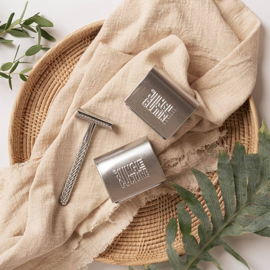 Metal Razor Composition Reusable Metal Safety Razors - Includes 10x Razor Blades: Classic Silv ...