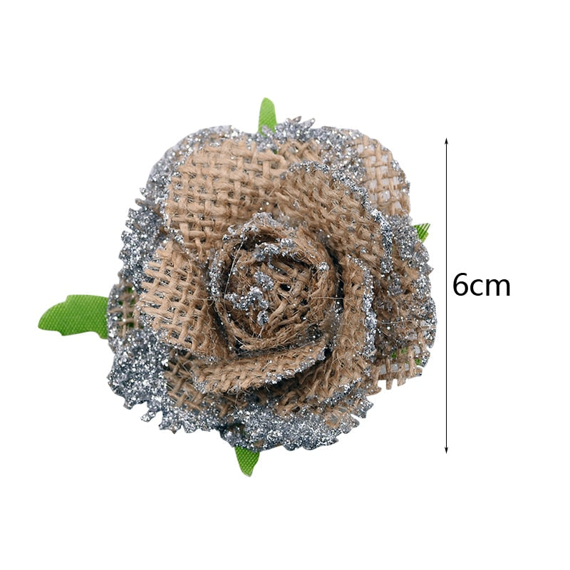 Jute Burlap Rose Eco-Friendly Artificial Flowers Hessian Ribbon Bow