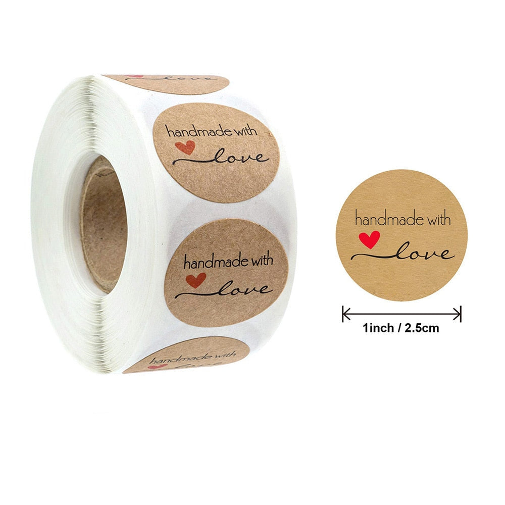 Handmade Kraft Labels Packaging Stickers 500Pcs