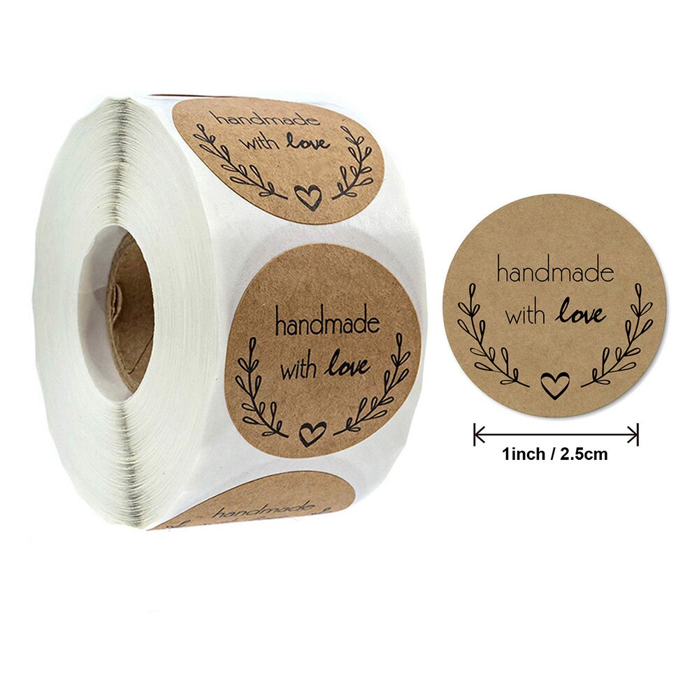 Handmade Kraft Labels Packaging Stickers 500Pcs