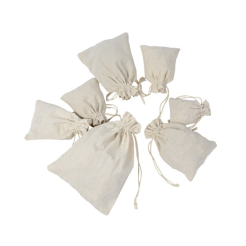Multi Size Reusable Cotton Drawstring Gift Bags