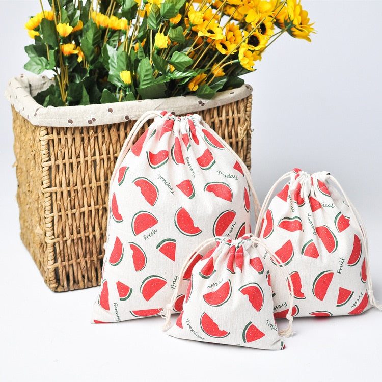 Printed Cotton Linen Cloth Bag | Plastic Free Packaging