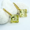Lemon Quartz Square Asscher Cut Gemstone Earrings