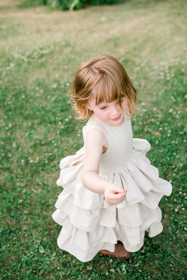 Maxi Ruffle Flower Girl's Linen Dress