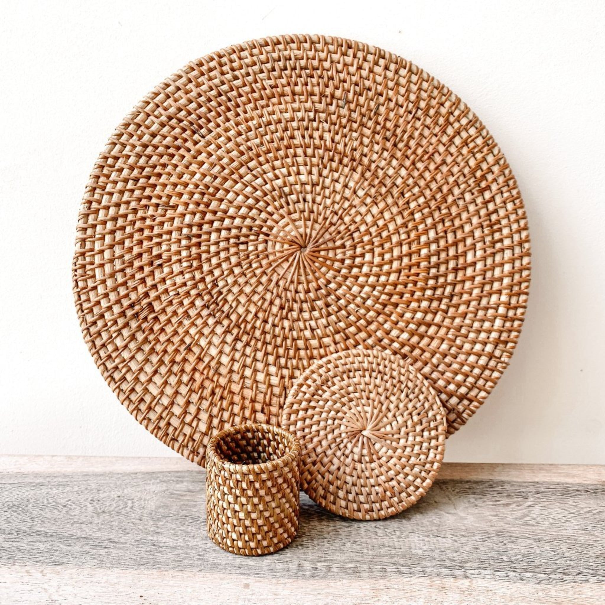 Placemats Set made with Natural Rattan