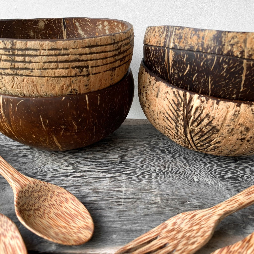 Coconut Shell Bowls + Cutlery Set | Biodegradable Kitchenware