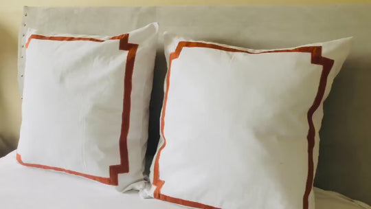 White Red Trim Pillows, Decorative Pillows for Bedroom