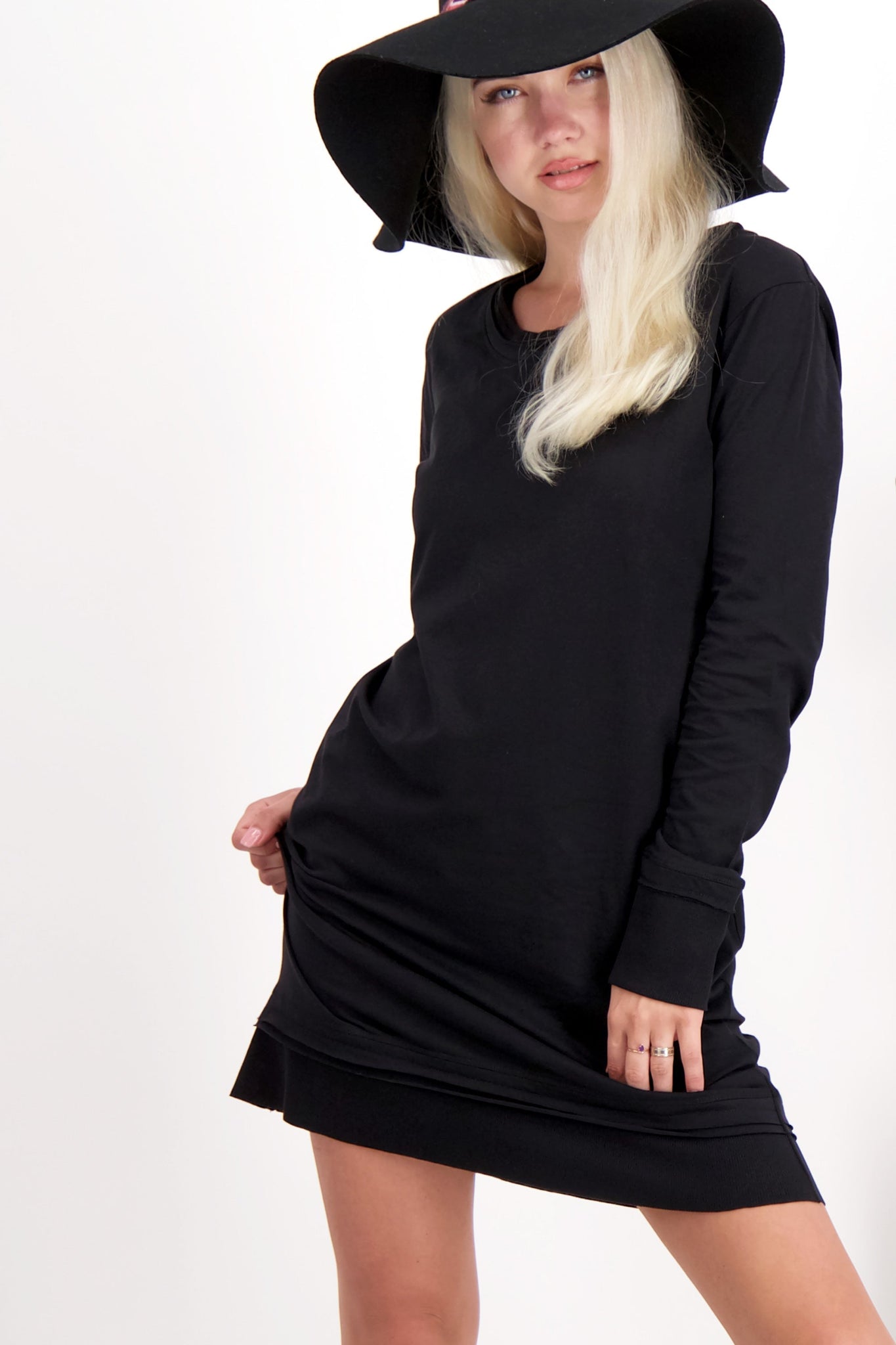 Black Long Sleeve Pocket Dress