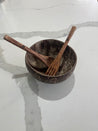 Coconut Shell Bowl with Fork and Spoon