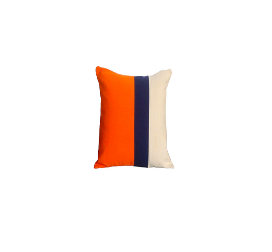 Orange, Navy and Cream Color Block Pillow