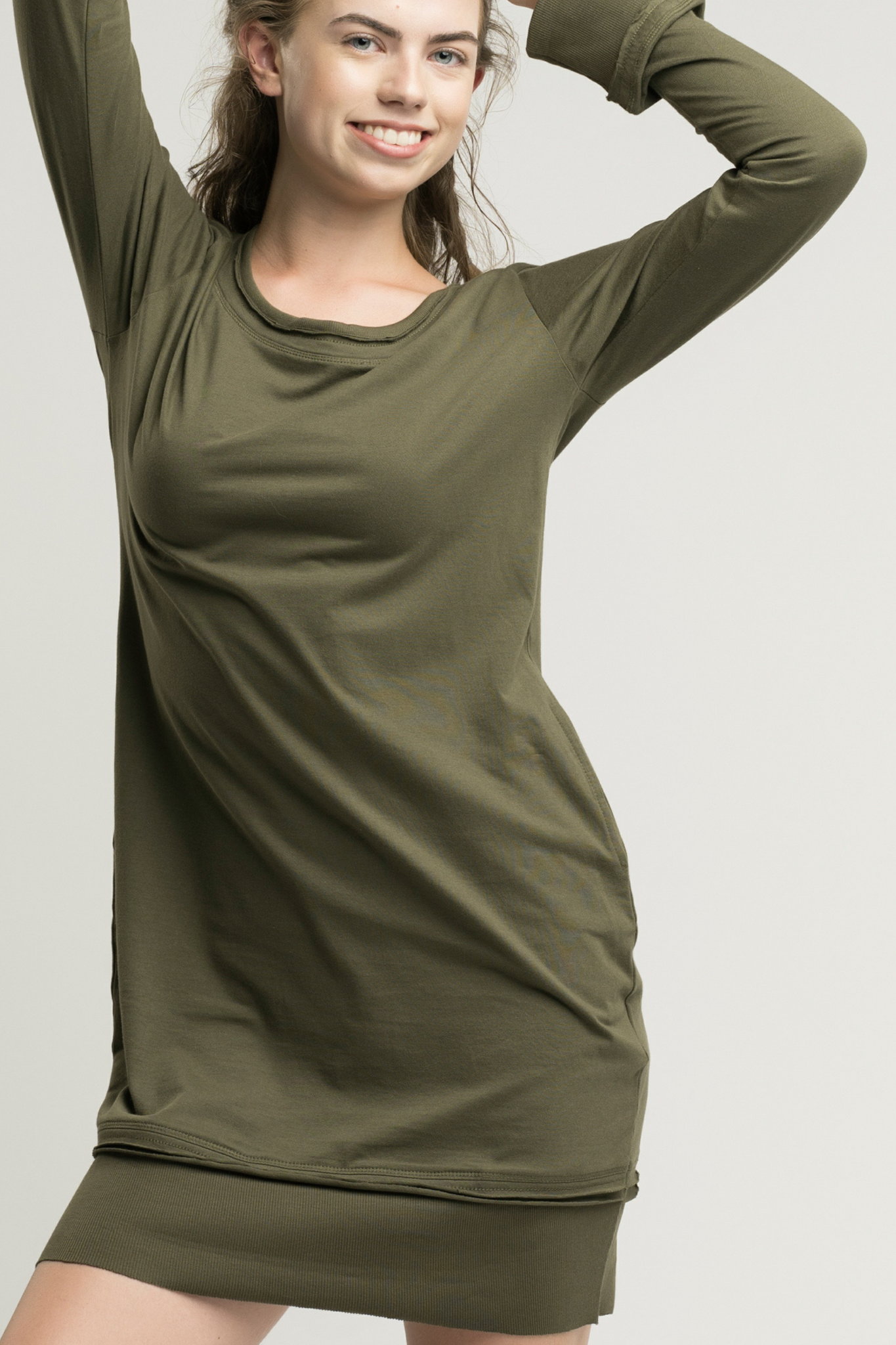 Olive Long Sleeve Pocket Dress | Green Pocket Dresses | Tee Dresses ZellJoy Olive Long Sleeve Pocket Dress | Green Pocket Dresses | Tee Dresses ZellJoy