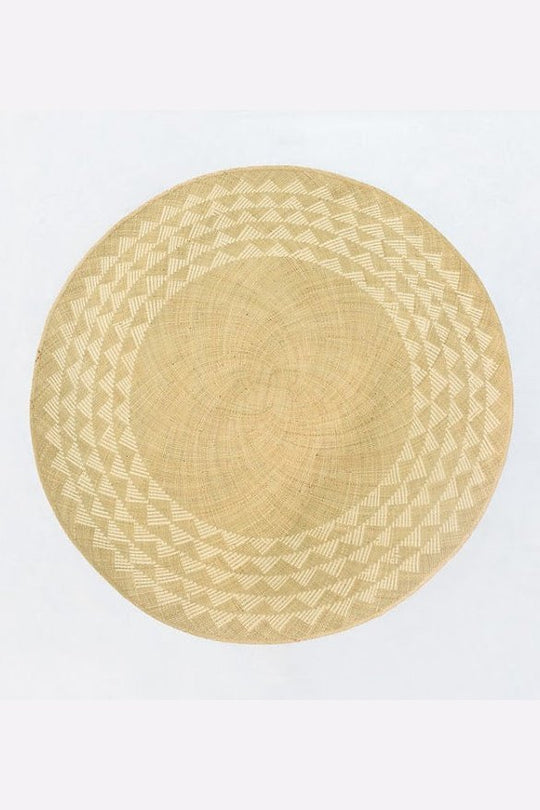 White Triangle Mat | 4' Round | Natural Base