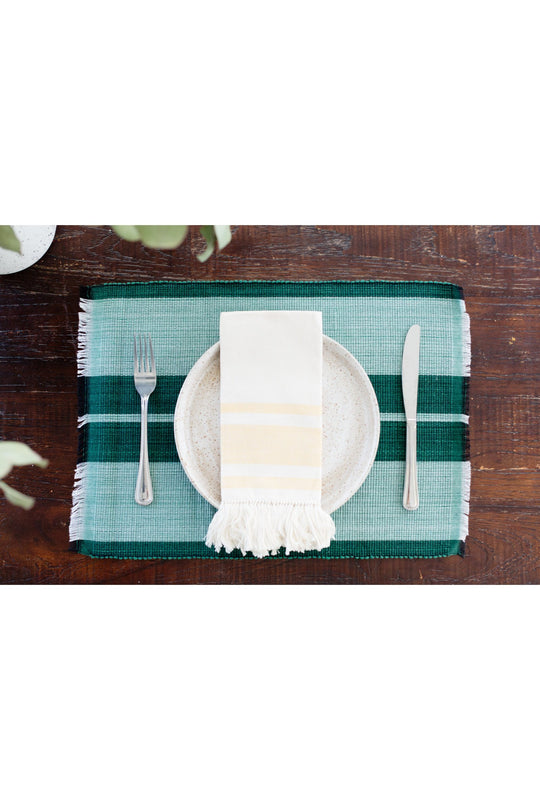 Woven Cotton Dining Placemat | Forrest Green