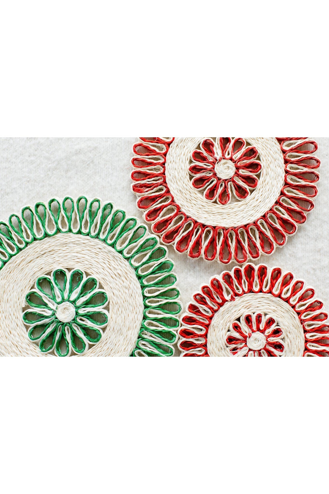 Handwoven Seagrass Placemat Trivet | Red
