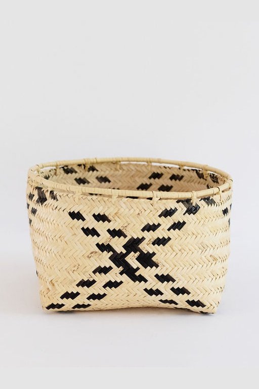 Handmade Rattan Storage Basket | Stripe Noir