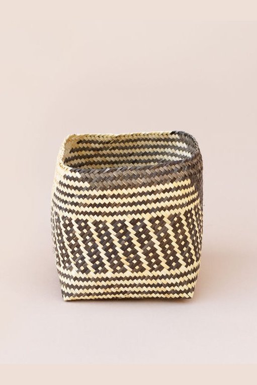 Natural Storage Basket |Stripe Noir