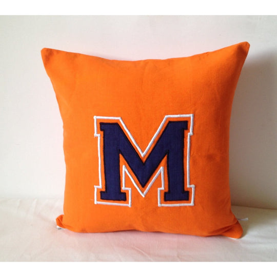 Orange Monogram Square Throw Pillow Covers