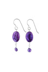 Purple Coin Pearl, Amethyst Dangle Silver Earrings