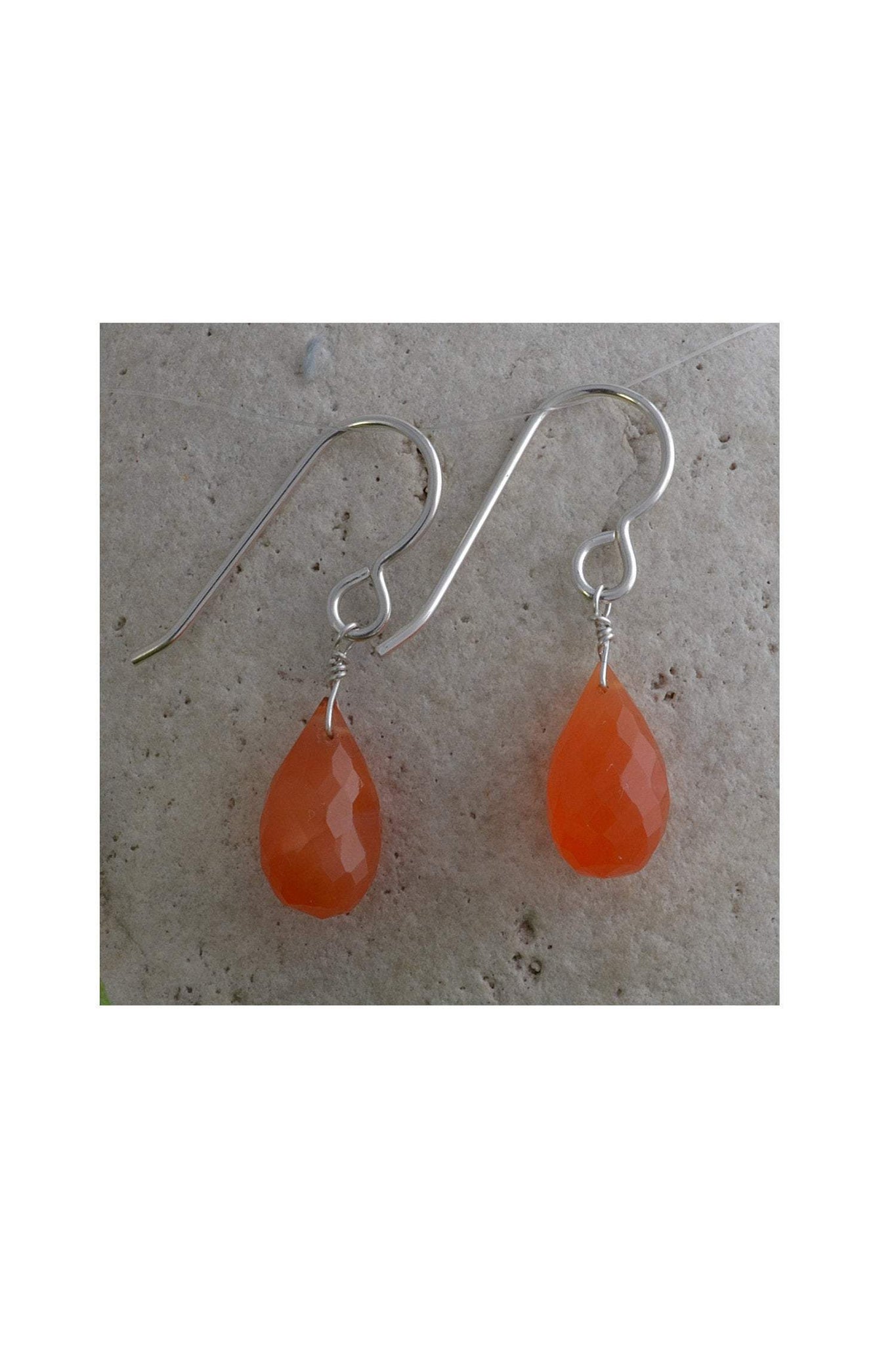 Carnelian Orange Gemstone Dangle Earrings