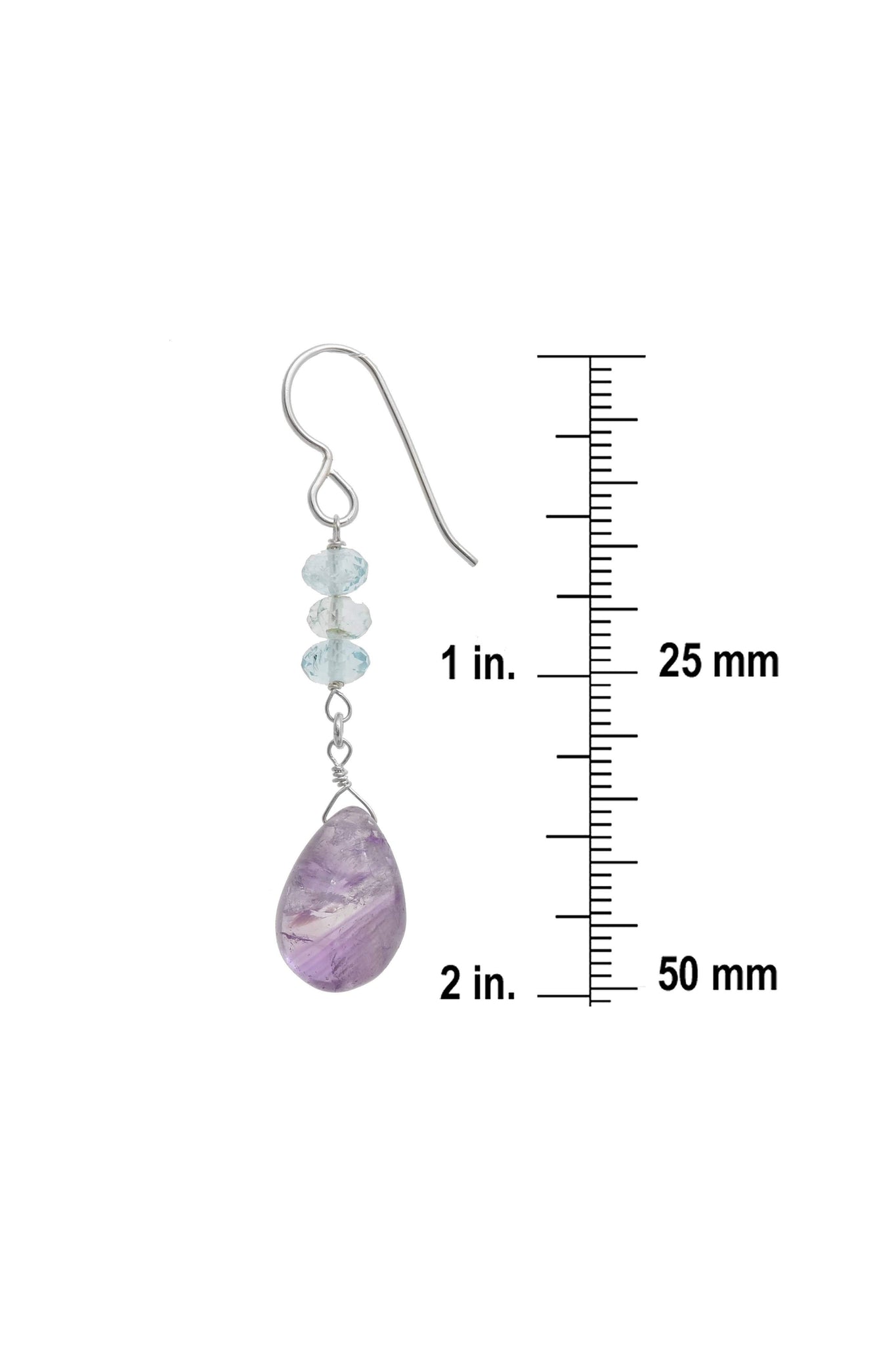 Purple Amethyst, Blue Aquamarine, February March Birthstone Earrings