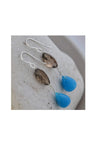 Blue Hemimorphite, Brown Smokey Quartz Long Earrings