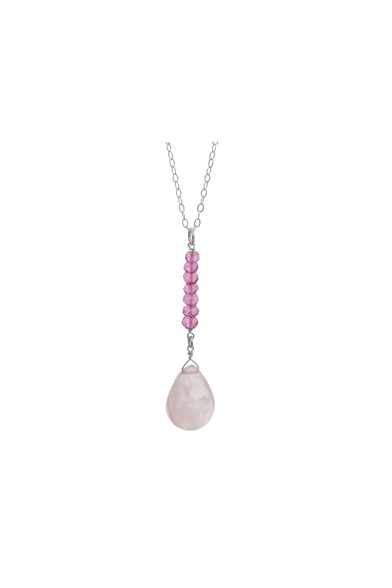 Pink, Rose Quartz Briolette Gemstone Necklace