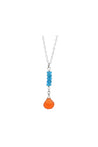 Orange Carnelian, Blue Apatite, Colorful Gemstone Dainty Necklace