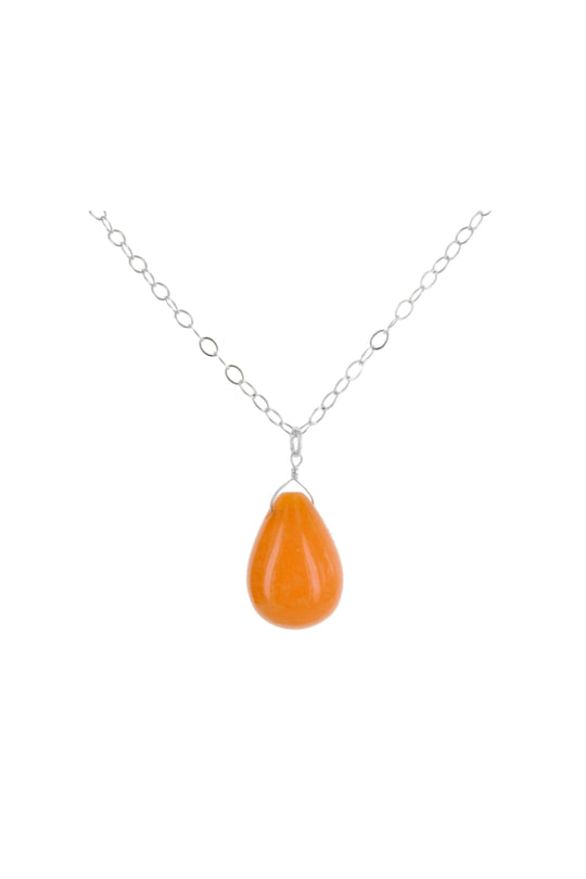 Orange Jade Teardrop Gemstone Necklace