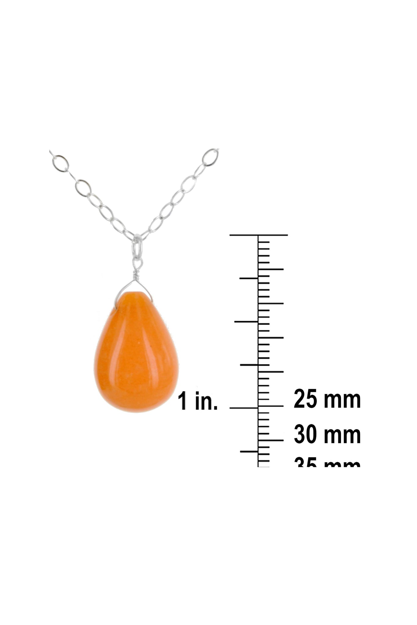 Orange Jade Teardrop Gemstone Necklace