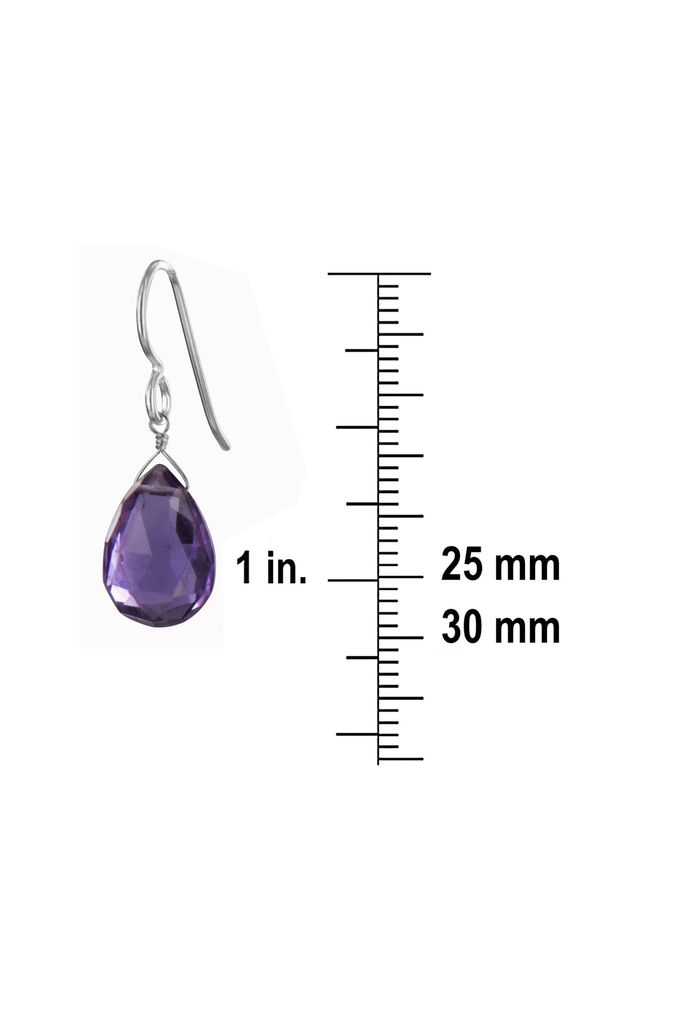 Amethyst Purple Gemstone Dangle Silver Earrings