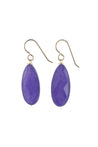 Purple Jade Quartz Dangle Gold Earrings