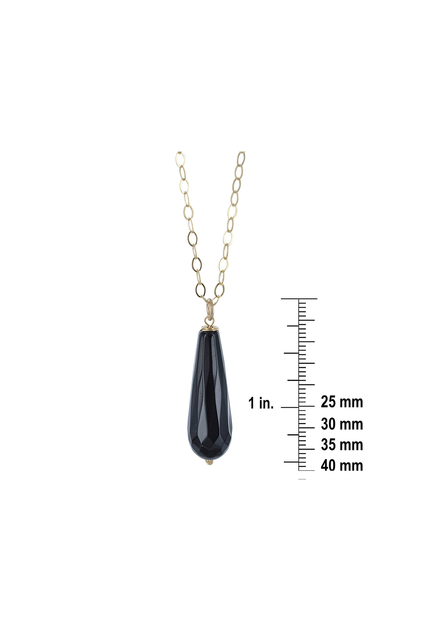 Black Onyx Long Briolette Gold Necklace