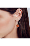 Orange Silver Earrings, Agate Bead Gemstones