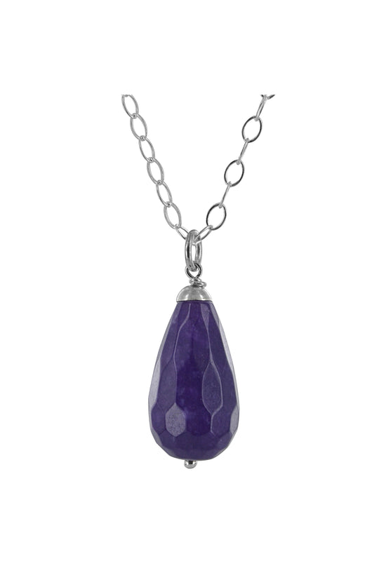 Dark Purple Jade Silver Necklace