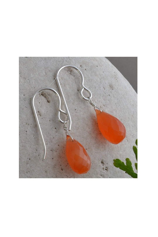 Carnelian Orange Gemstone Dangle Earrings