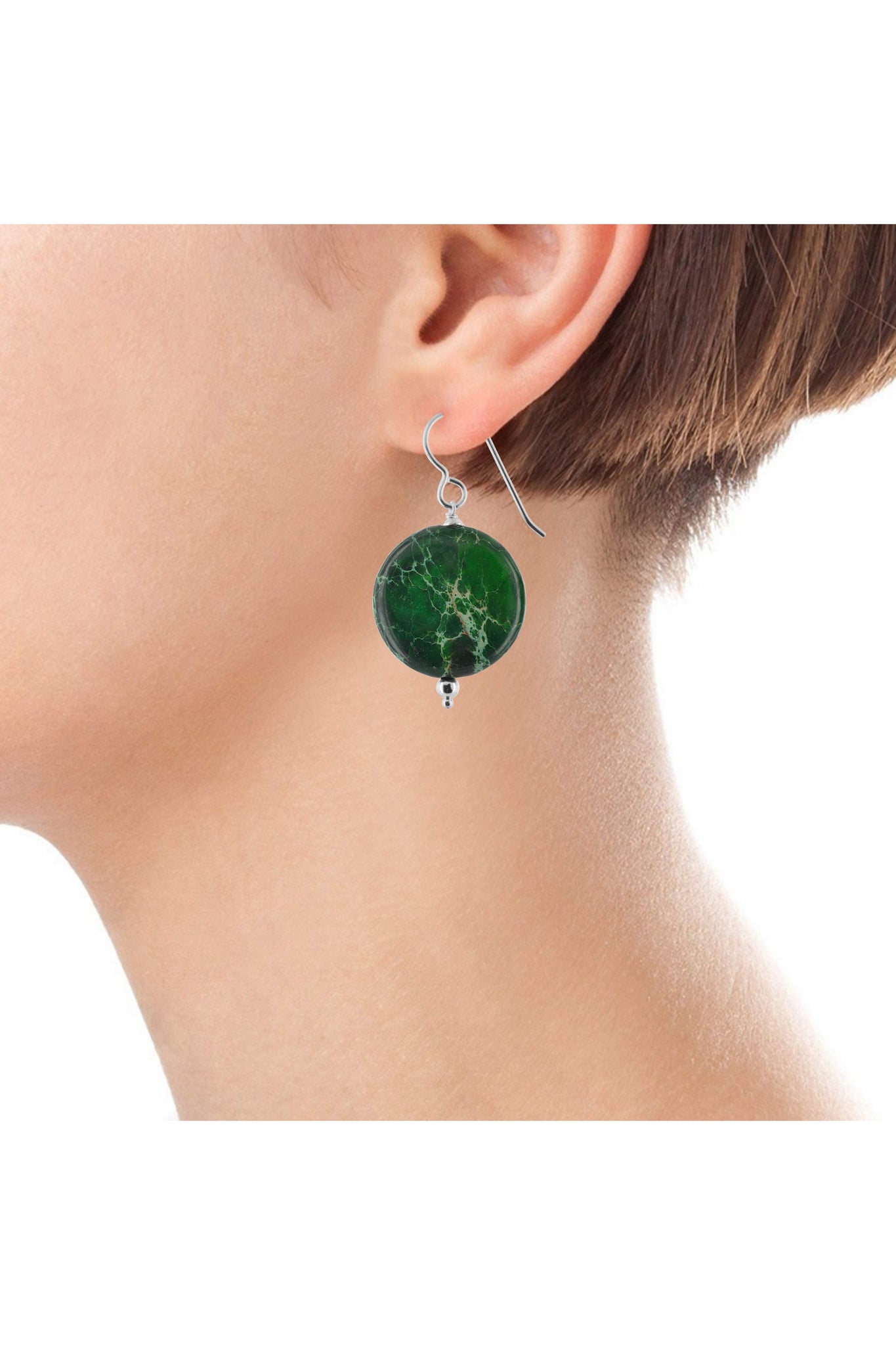 Round Green Jasper Handmade Earrings