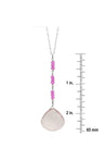 Pink, Rose Quartz Briolette Teardrop Gemstone Long Silver Necklace