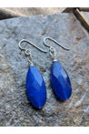Dark Blue Jade, Navy Gemstone Long Briolette Earrings