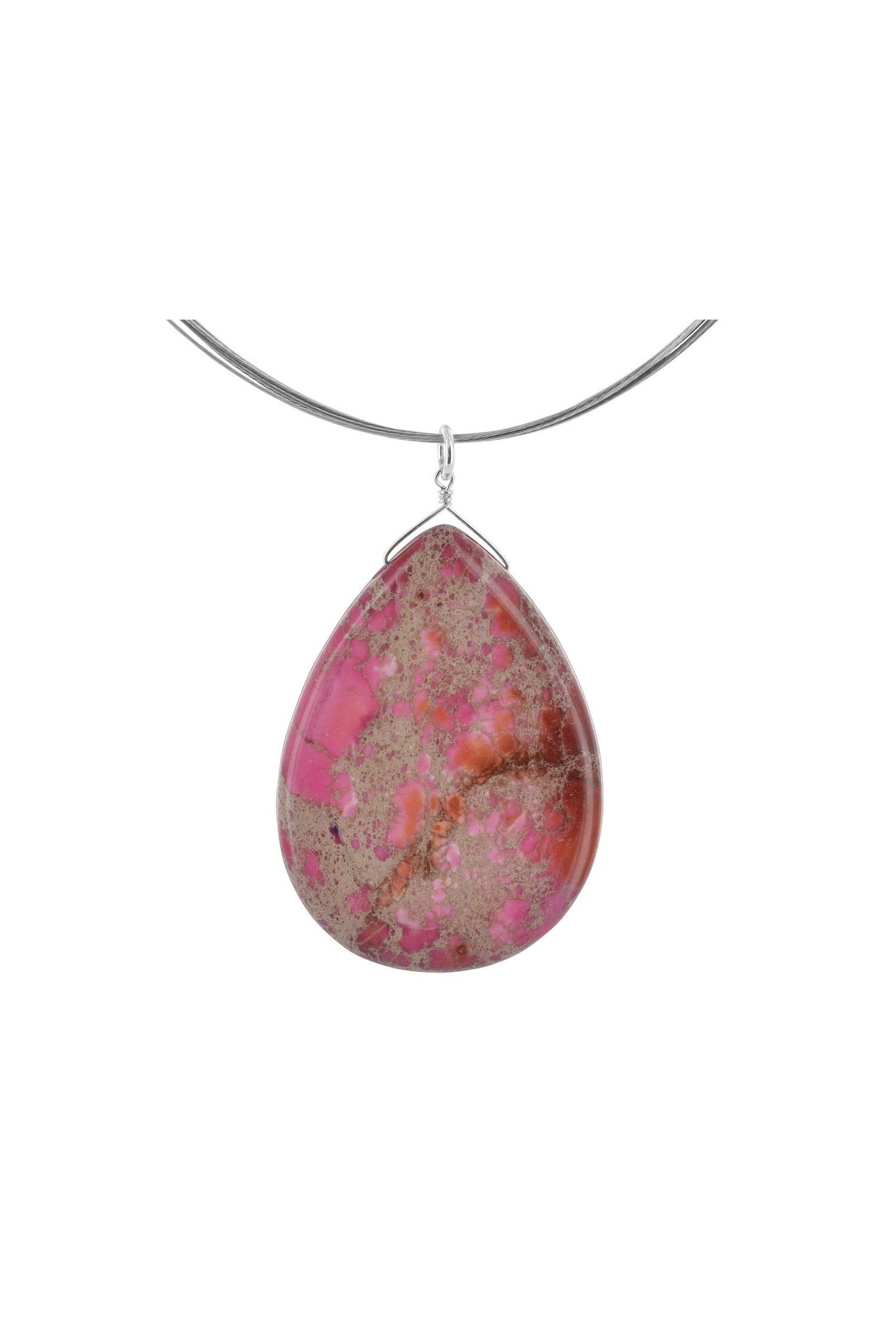 Rose Japser, Pink Gemstone Silver Necklace