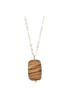 Brown Picture Jasper Rectangle Gold Necklace