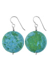 Blue Green Jasper Round Gemstone Silver Earrings