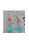 Sea Blue Chalcedony Briolette Gemstone Dangling Earrings