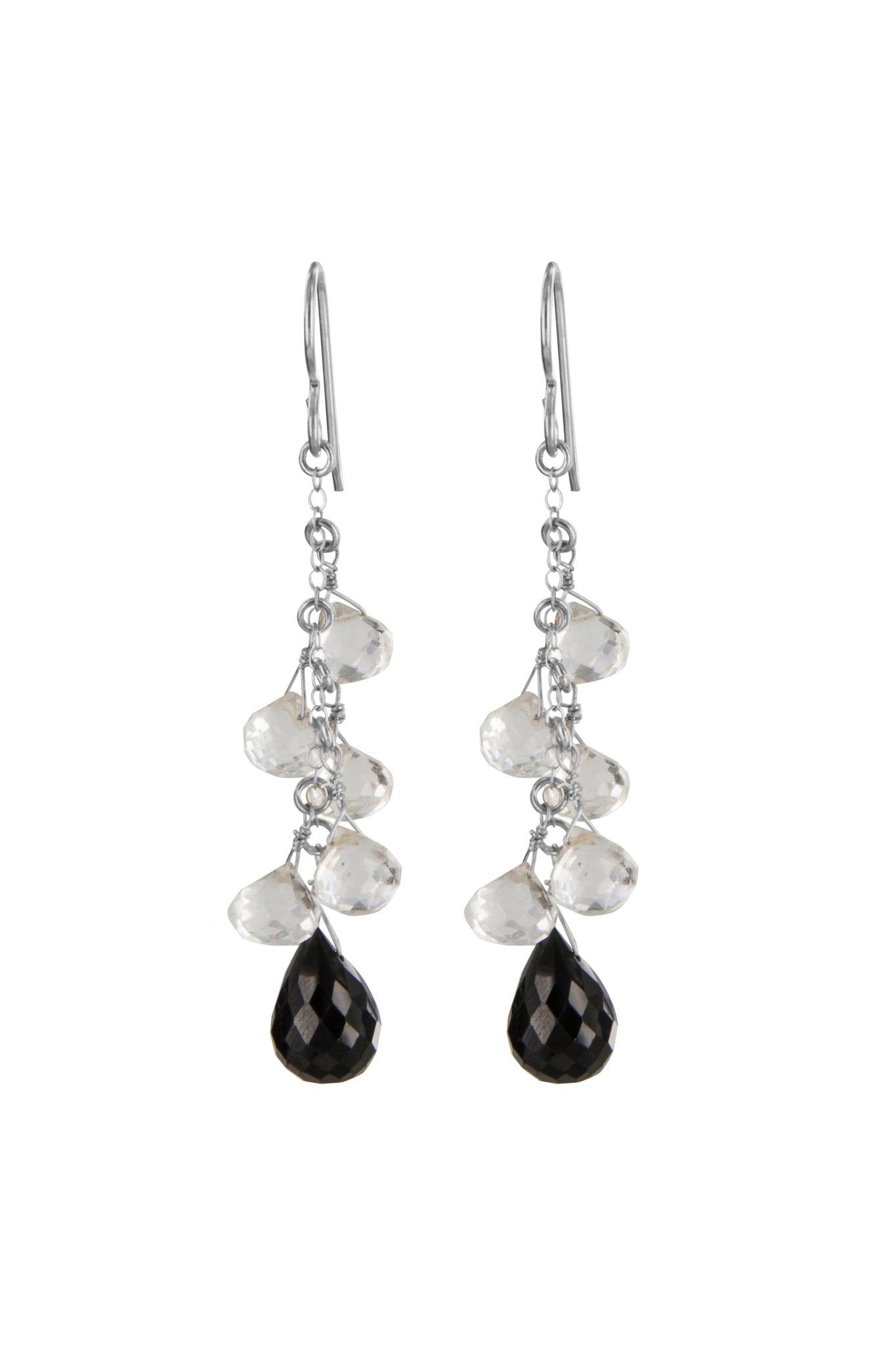 and White Earrings, Black Spinel, Crystals Gemstones