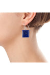 Square Navy Blue Lapis Earrings